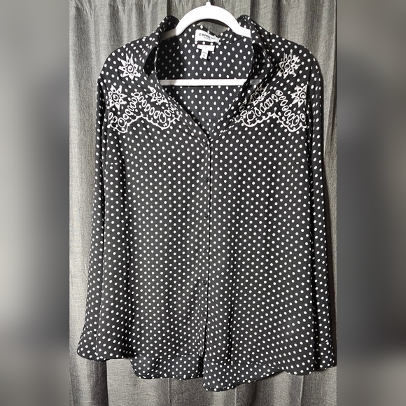 Express Portofino Polka Dit and Lace Print Shirt - Work Office Wear Size XL - Picture 1 of 3
